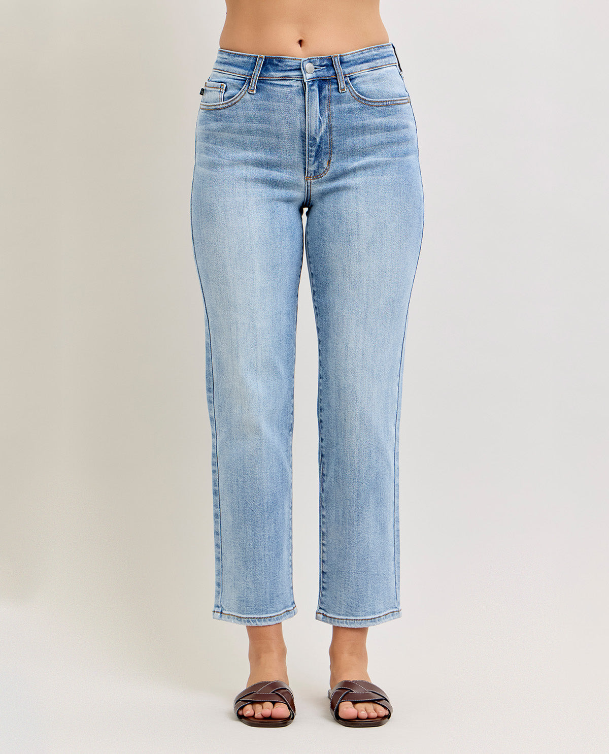 Judy Blue High Waist Ankle Straight Jeans Lt Wash