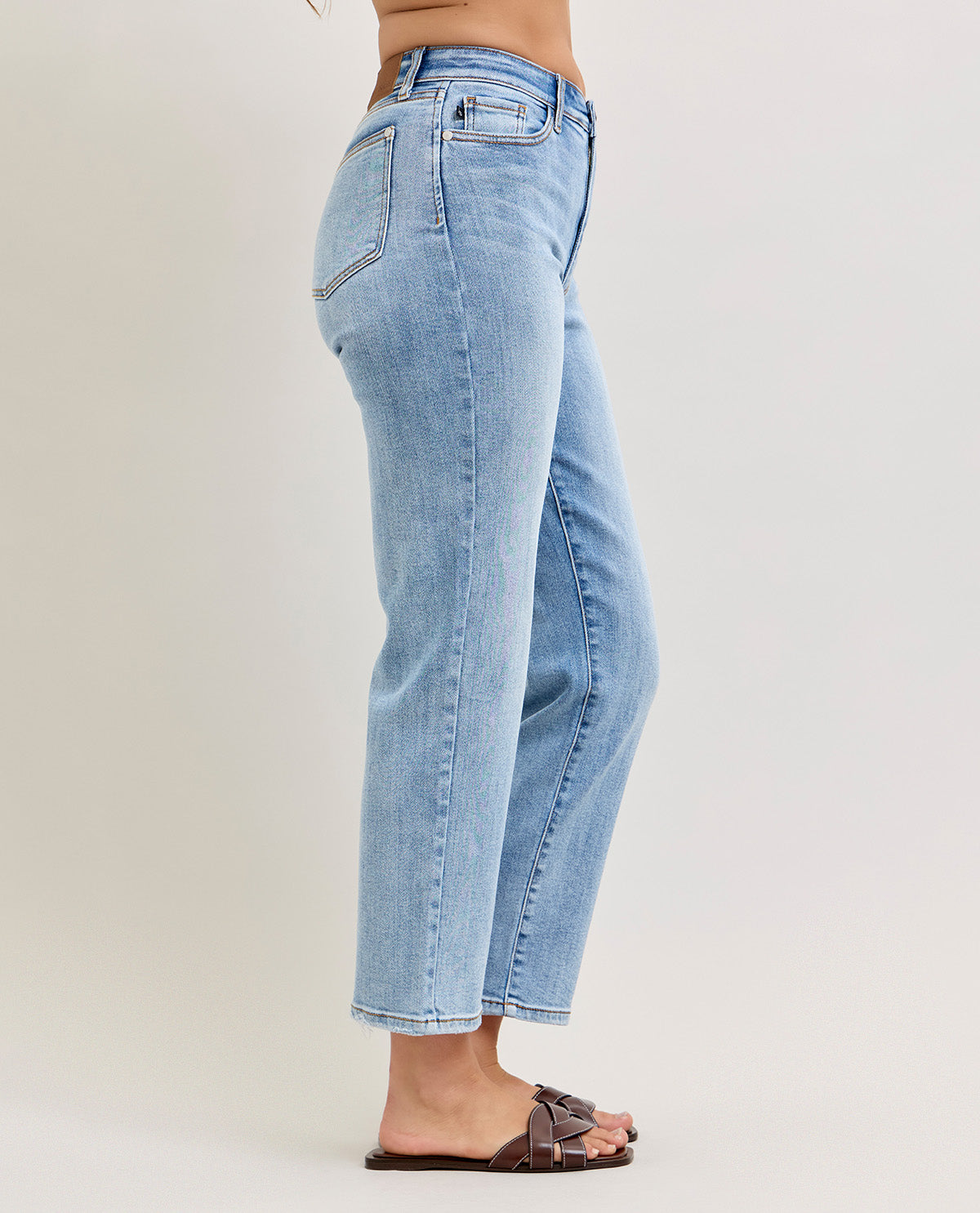 Judy Blue High Waist Ankle Straight Jeans Lt Wash