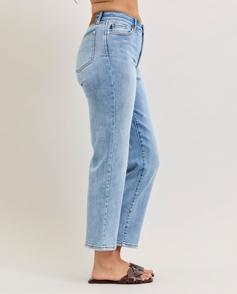 Judy Blue High Waist Ankle Straight Jeans Lt Wash