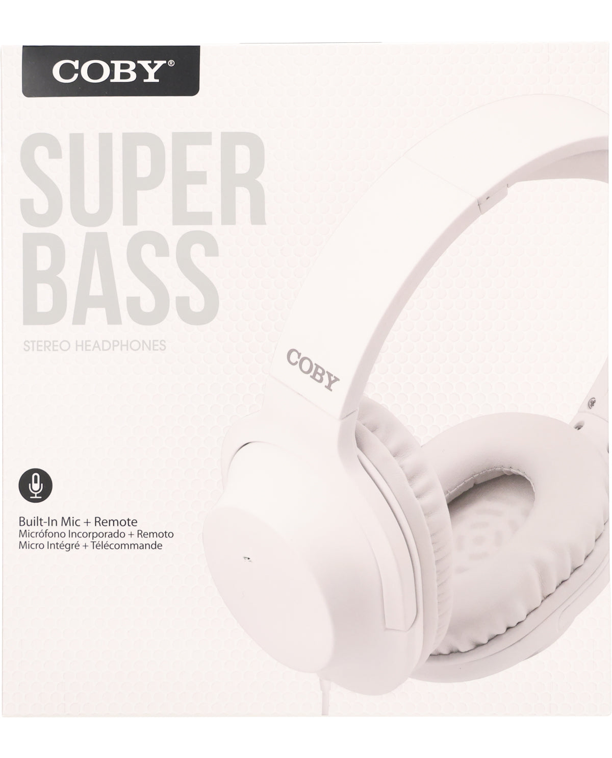 Coby Super Bass stereo headphones packaging on a white background