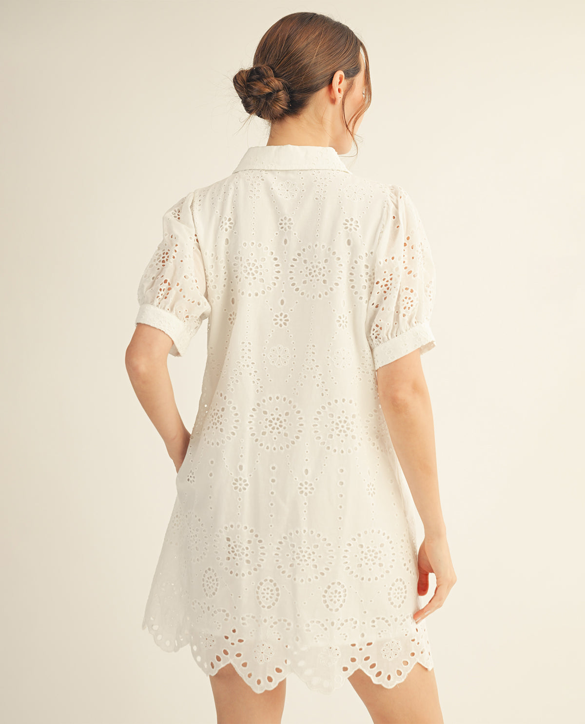 Jodifl Button Down Eyelet Dress Off White