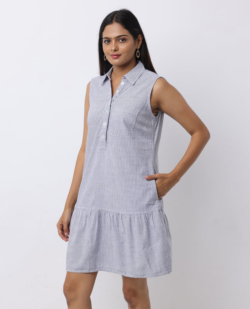 Dash Sleeveless Drop Waist Dress Indigo