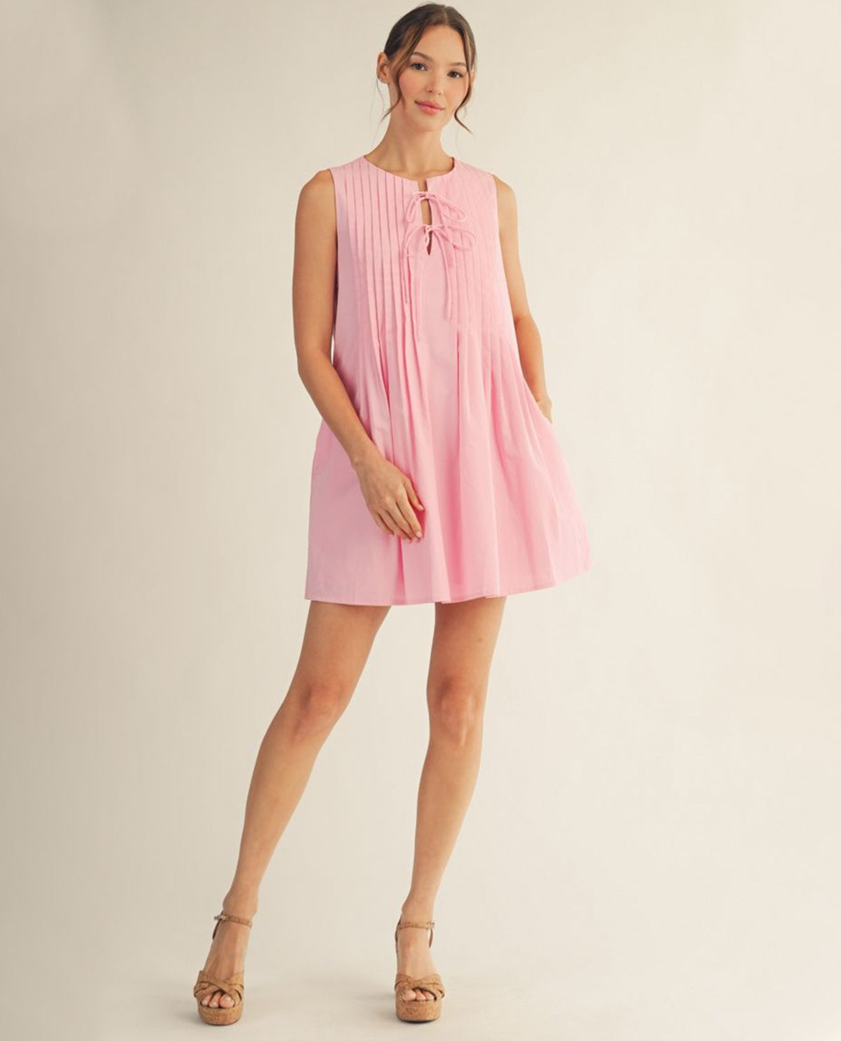 Jodifl Solid Pleated Dress Blush