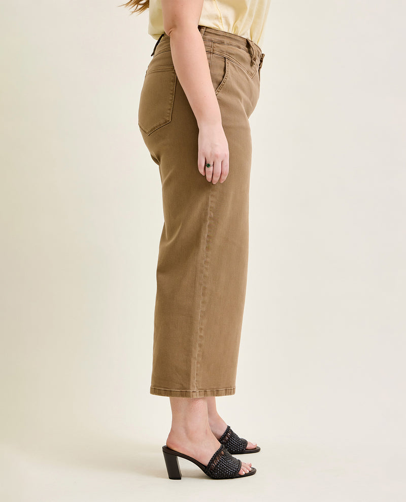 Judy Blue High Waist Ankle Wide Jean Camel