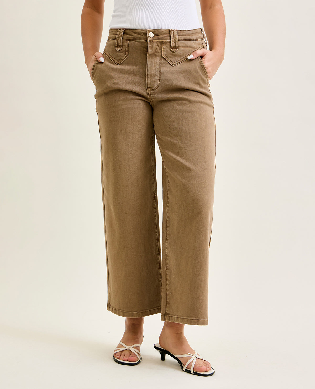 Judy Blue High Waist Ankle Wide Jean Camel