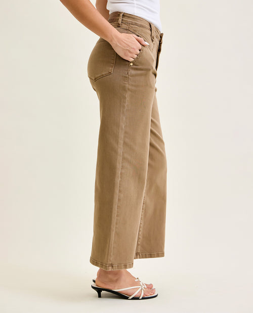 Judy Blue High Waist Ankle Wide Jean Camel
