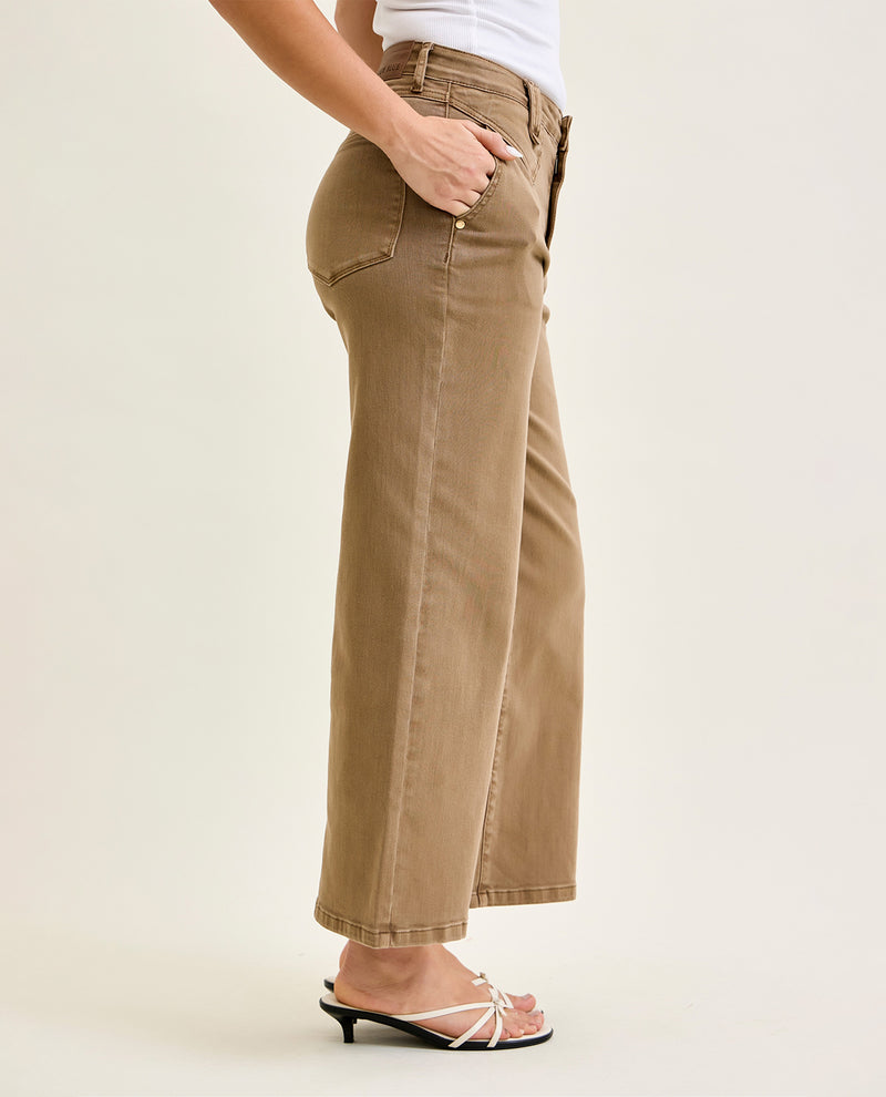 Judy Blue High Waist Ankle Wide Jean Camel