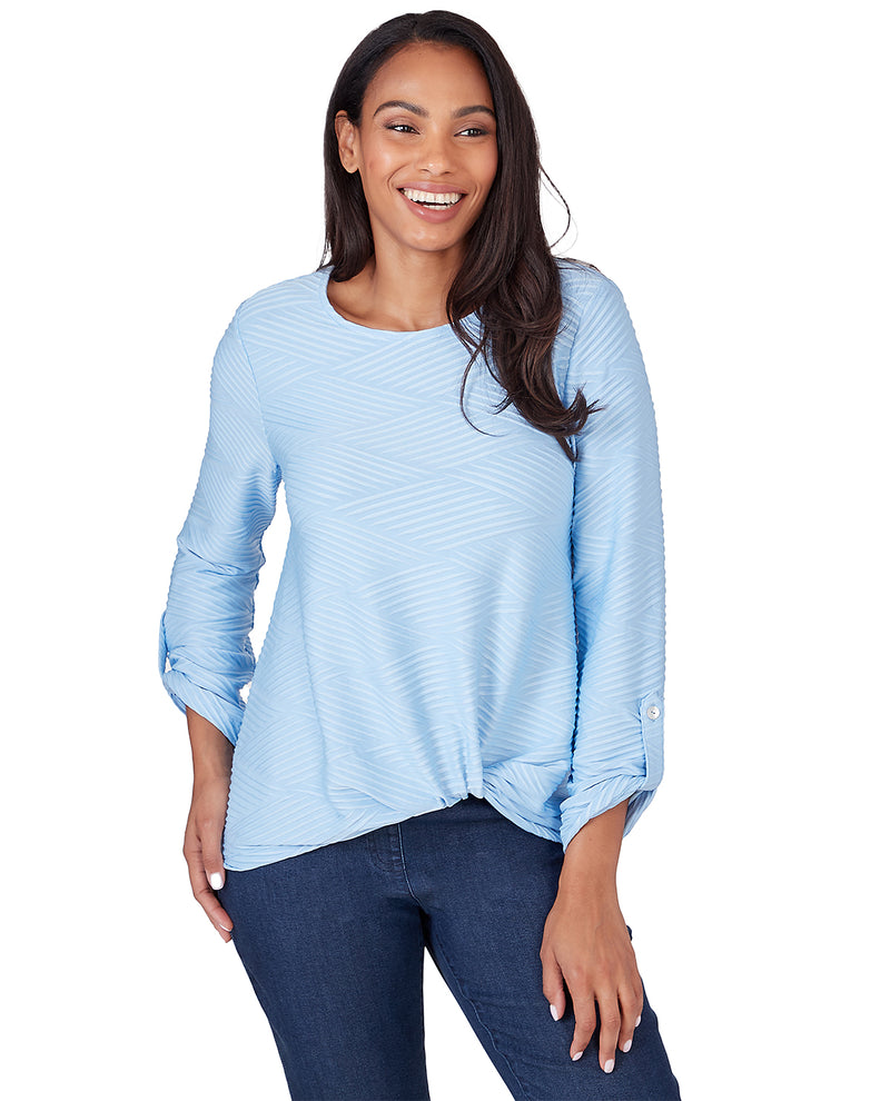 Ruby Road Blue Horizon Honeycomb Knit Top