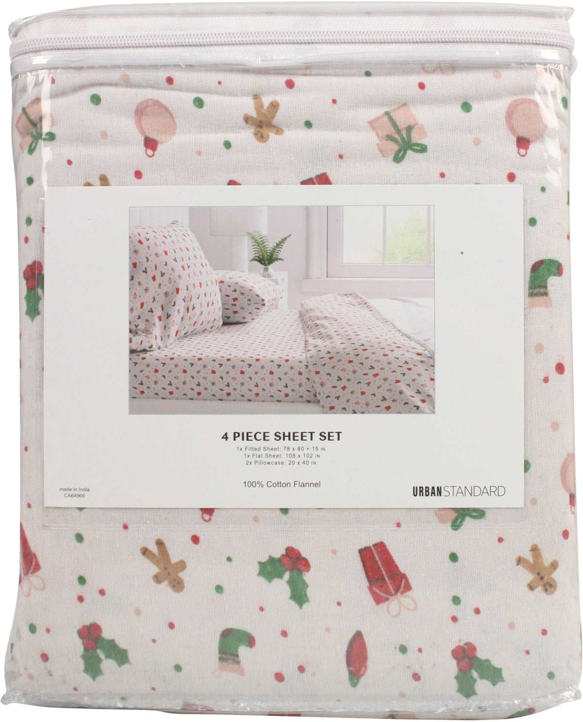 Full Holiday Merry Collage Flannel Sheet Set