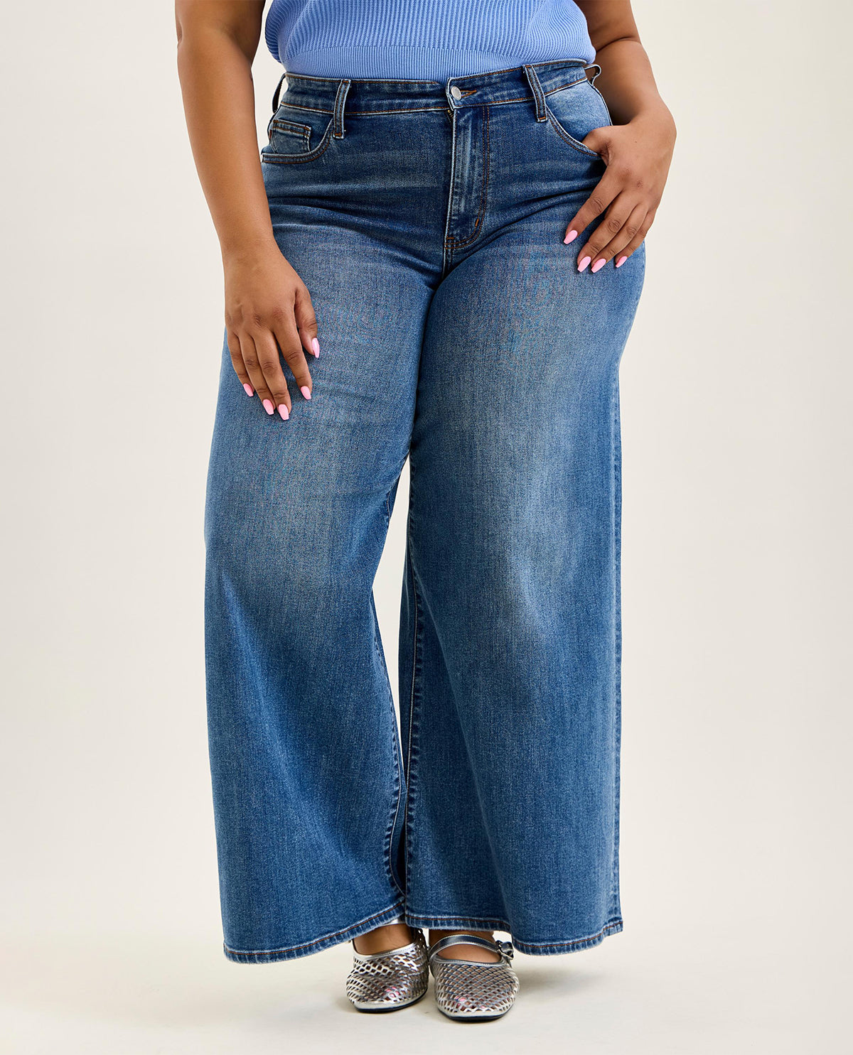 Judy Blue High Waist Palazzo Jeans Medium Wash