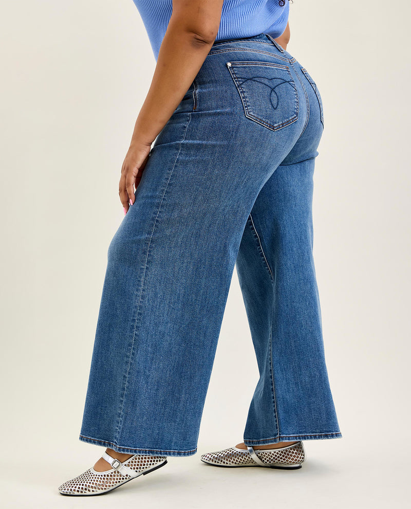 Judy Blue High Waist Palazzo Jeans Medium Wash