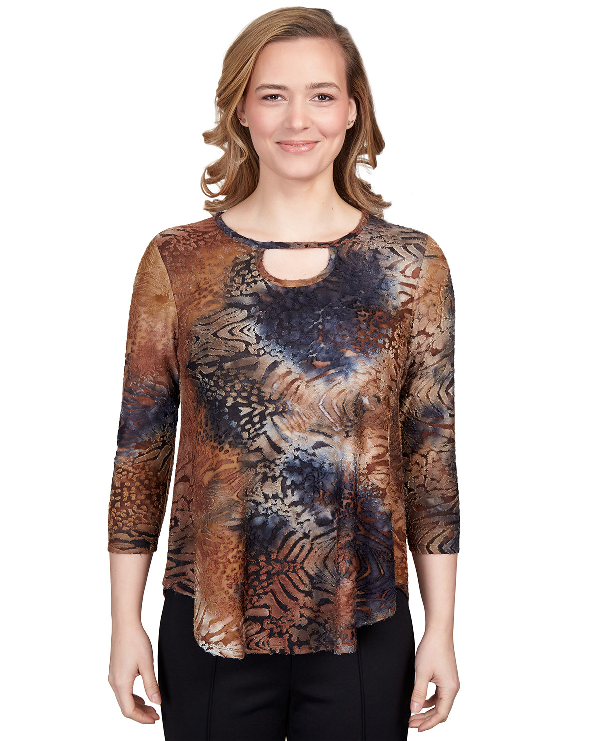 Ruby Road Spot On Tie Dye Animal Knit Top