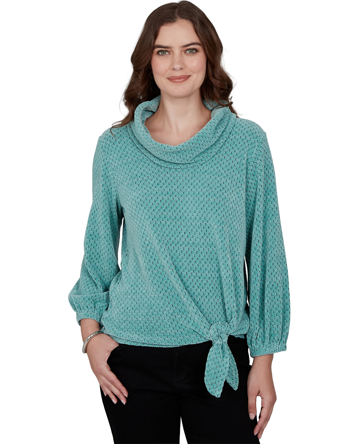 Ruby Road Petite Happy Holidays Chenille Side Tie Top