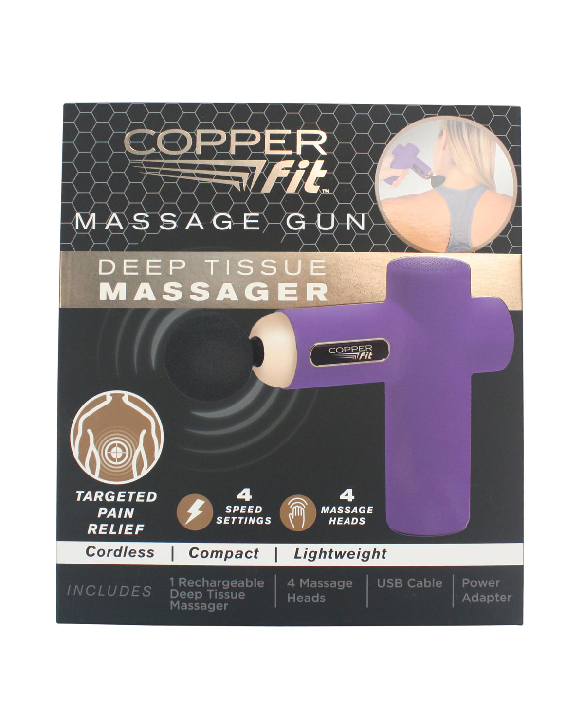 Copper Fit Massage Gun - Purple