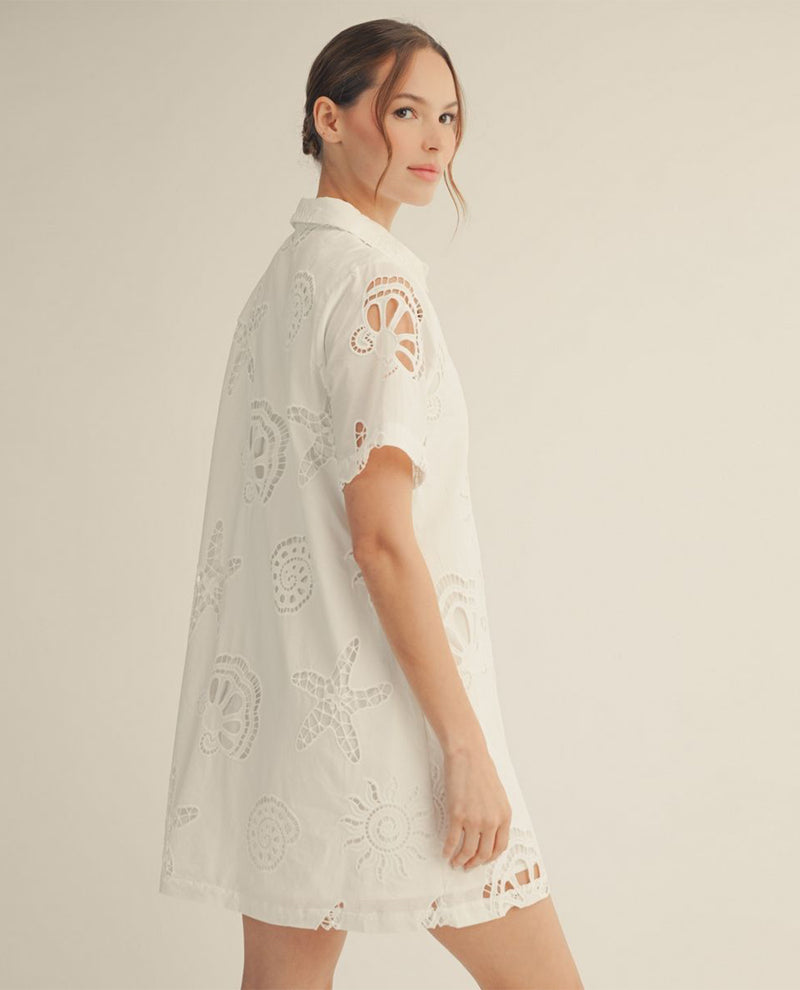 Jodifl Sealife Eyelet Dress White