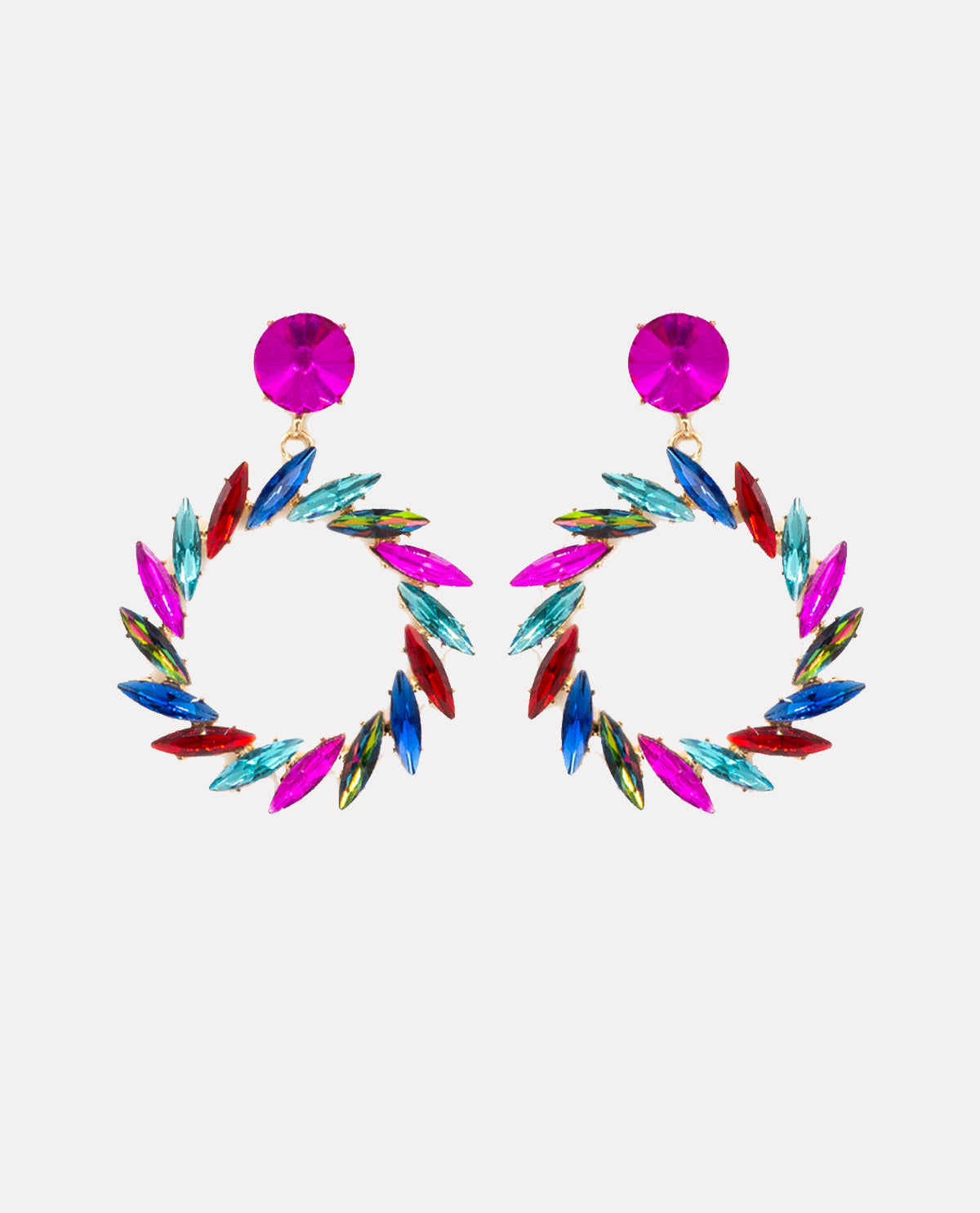 Multi Color Circle Pattern Stones Earrings