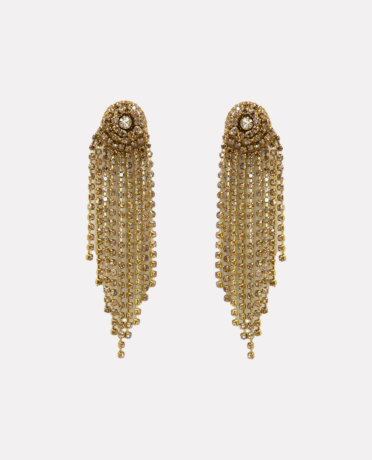 Gold Stone Tassel Earrings