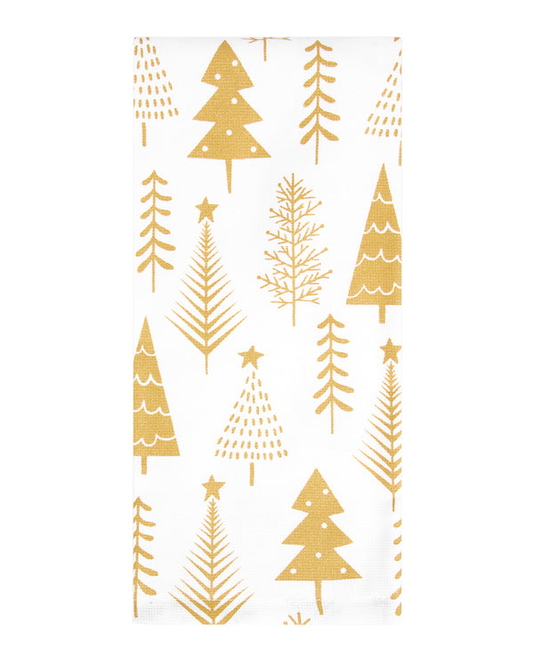 Winter Trees Gold Dual-Purpose Kitchen Towel