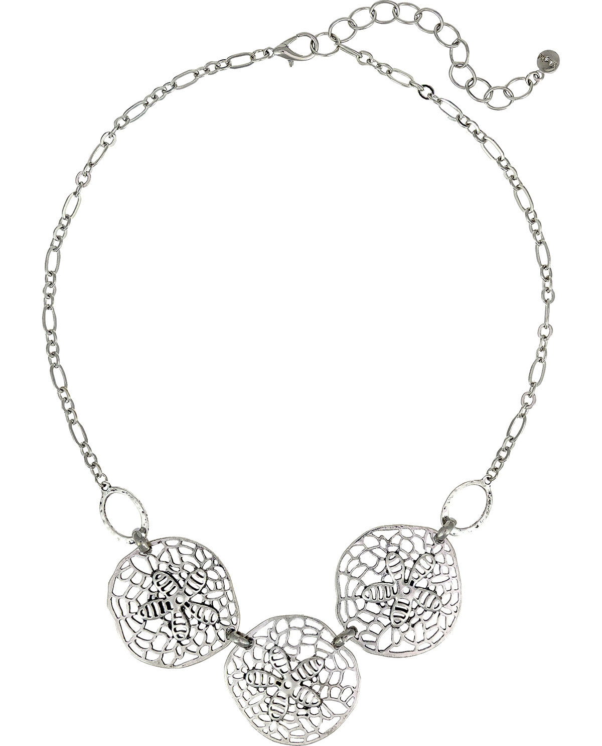 Ruby Road Silver Text Sand Dollar Disc Necklace