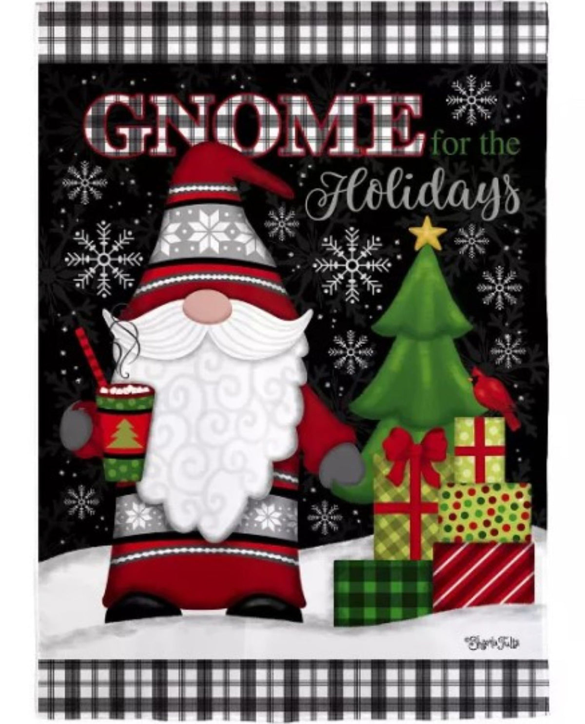 Gnome for the Holidays Suede Garden Flag