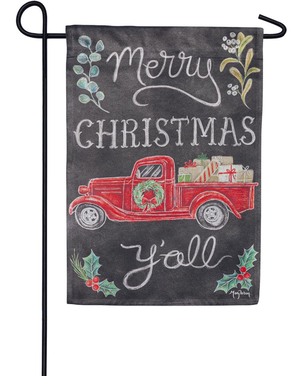 Merry Christmas Y'all Truck Garden Suede Flag