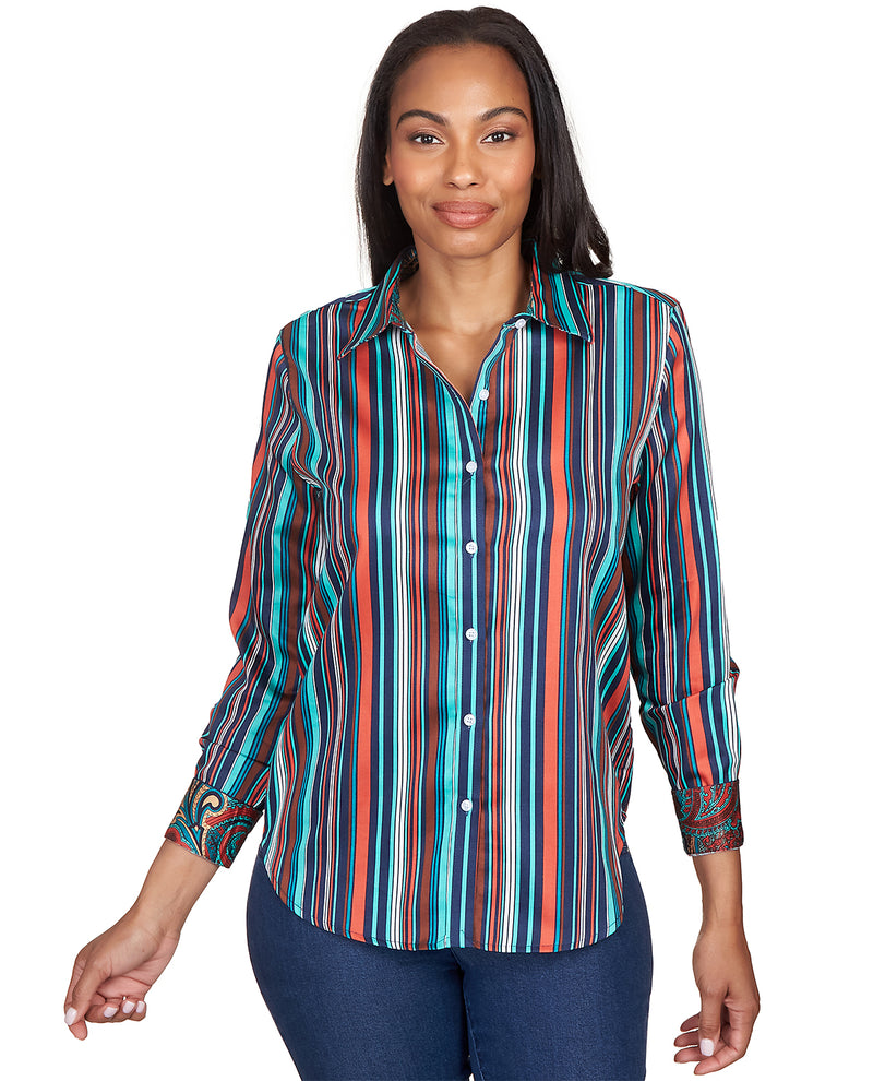 Ruby Road Wrinkle Resistant Stripe Woven Shirt