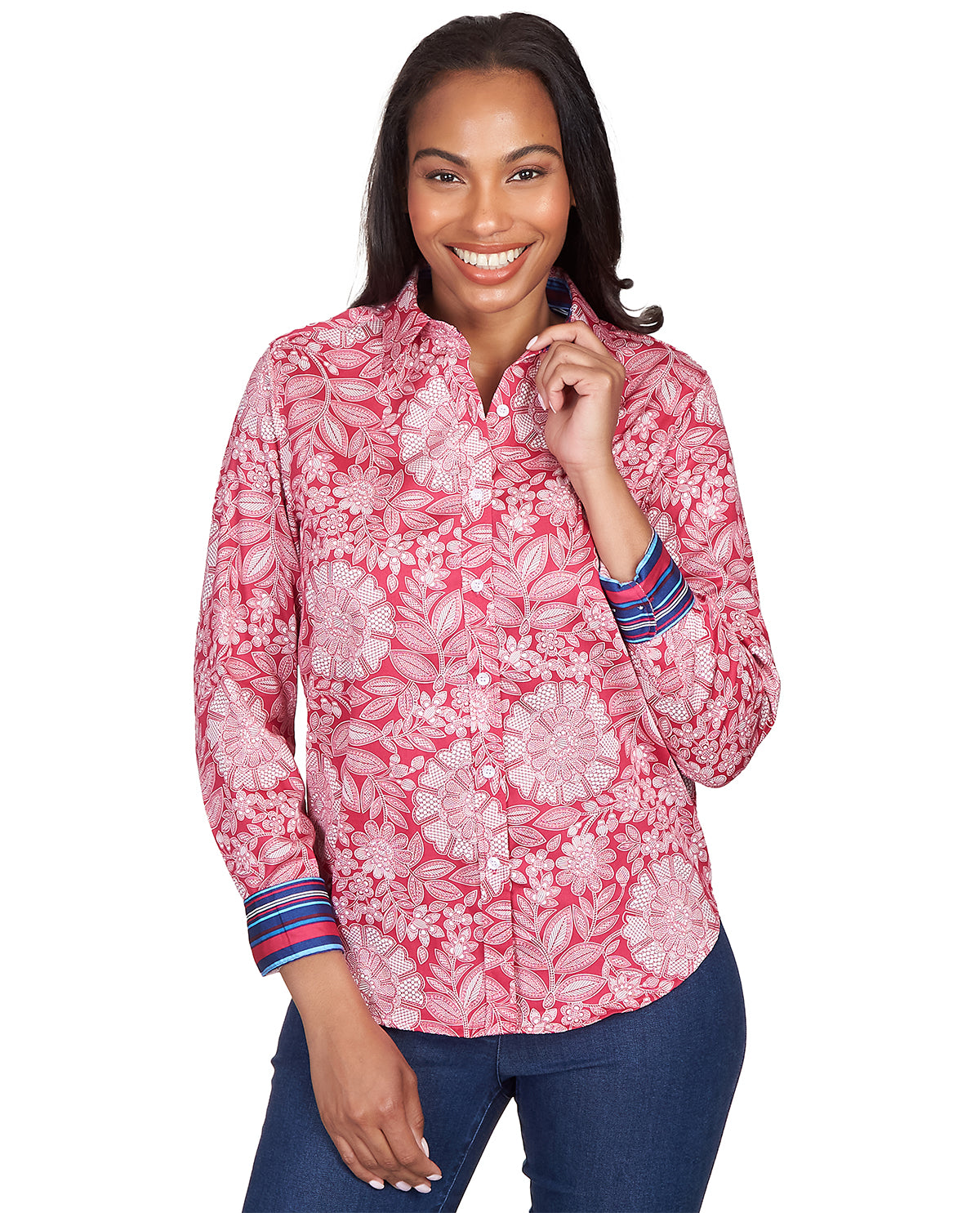 Ruby Road Wrinkle Resistant Floral Woven Shirt