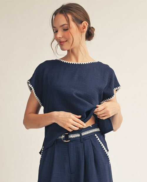 Jodifl Solid Top With Trim Navy