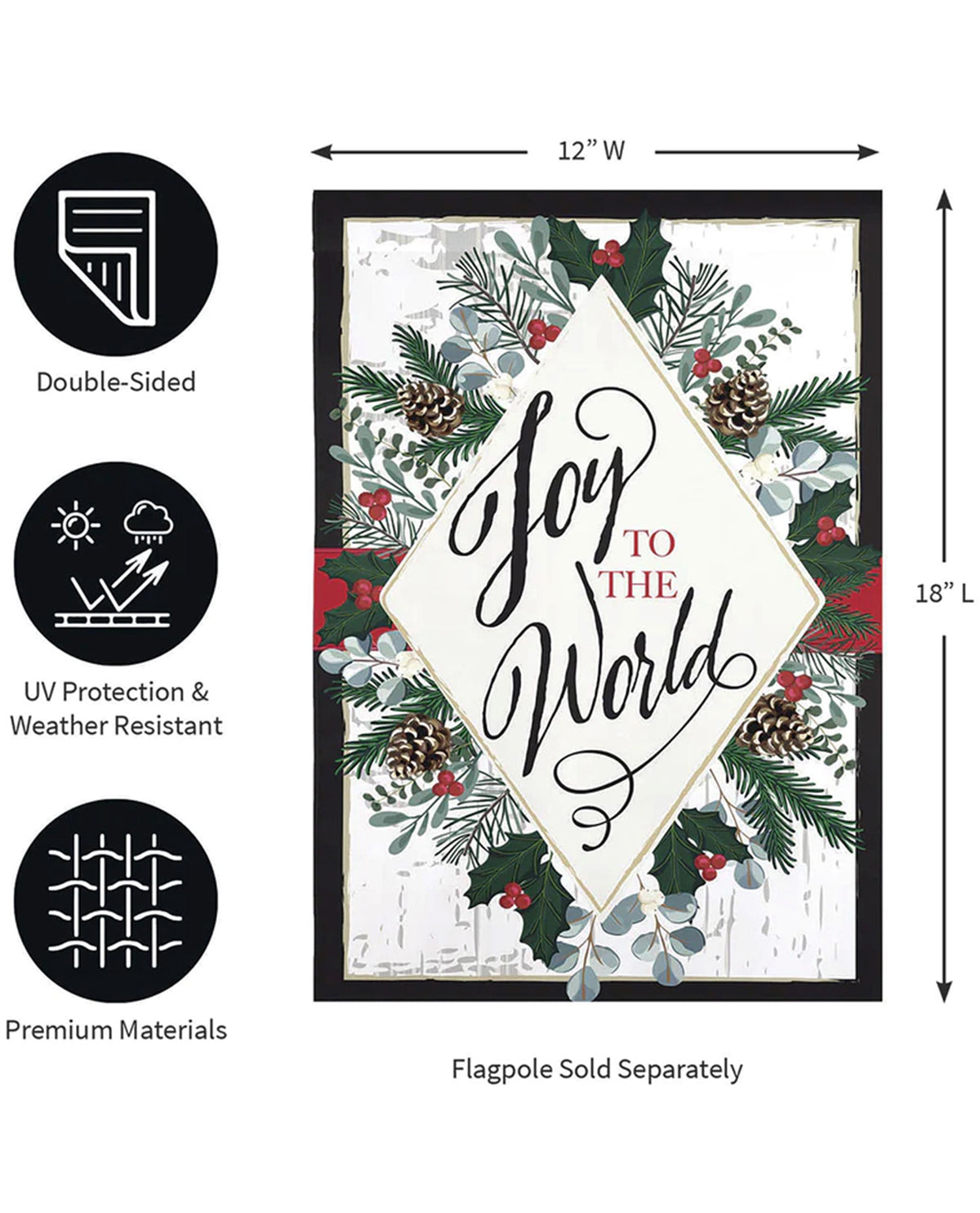 Joy To The World Applique Garden Flag