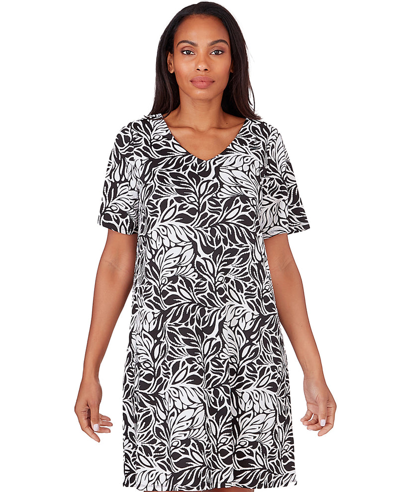 Ruby Road Leaf Puff Print Dress