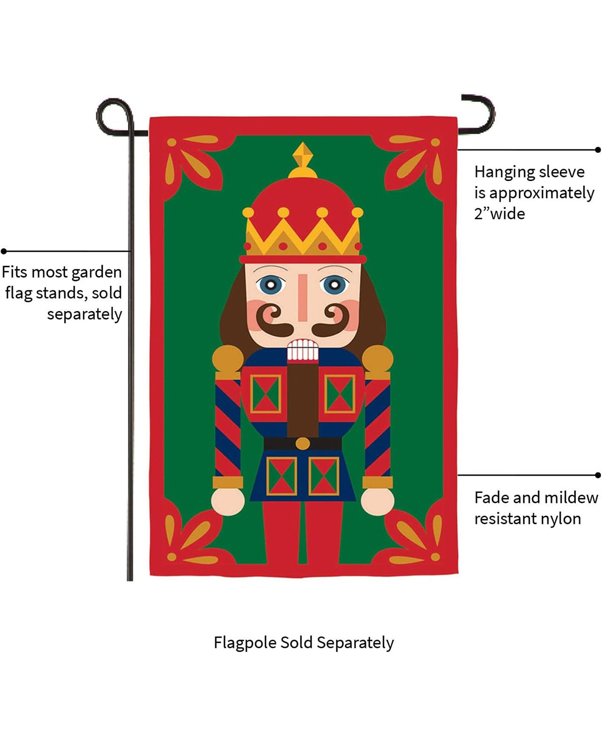 Holiday Nutcracker Applique Garden Flag