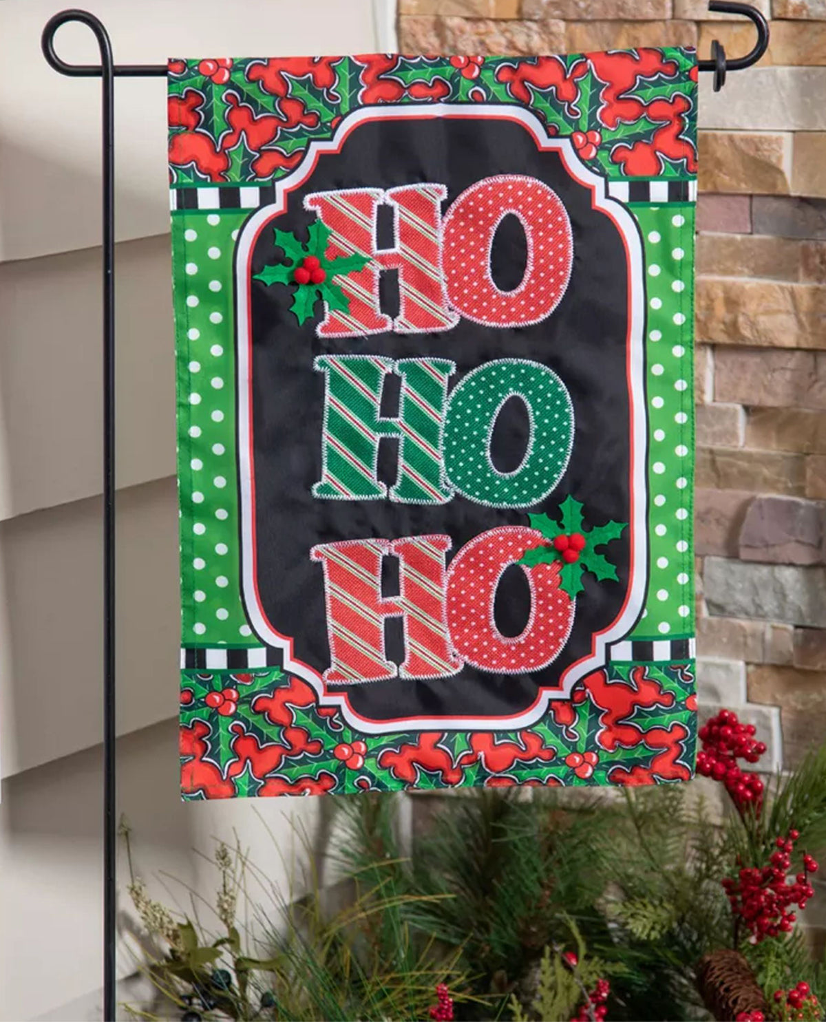 Ho Ho Ho Applique Garden Flag