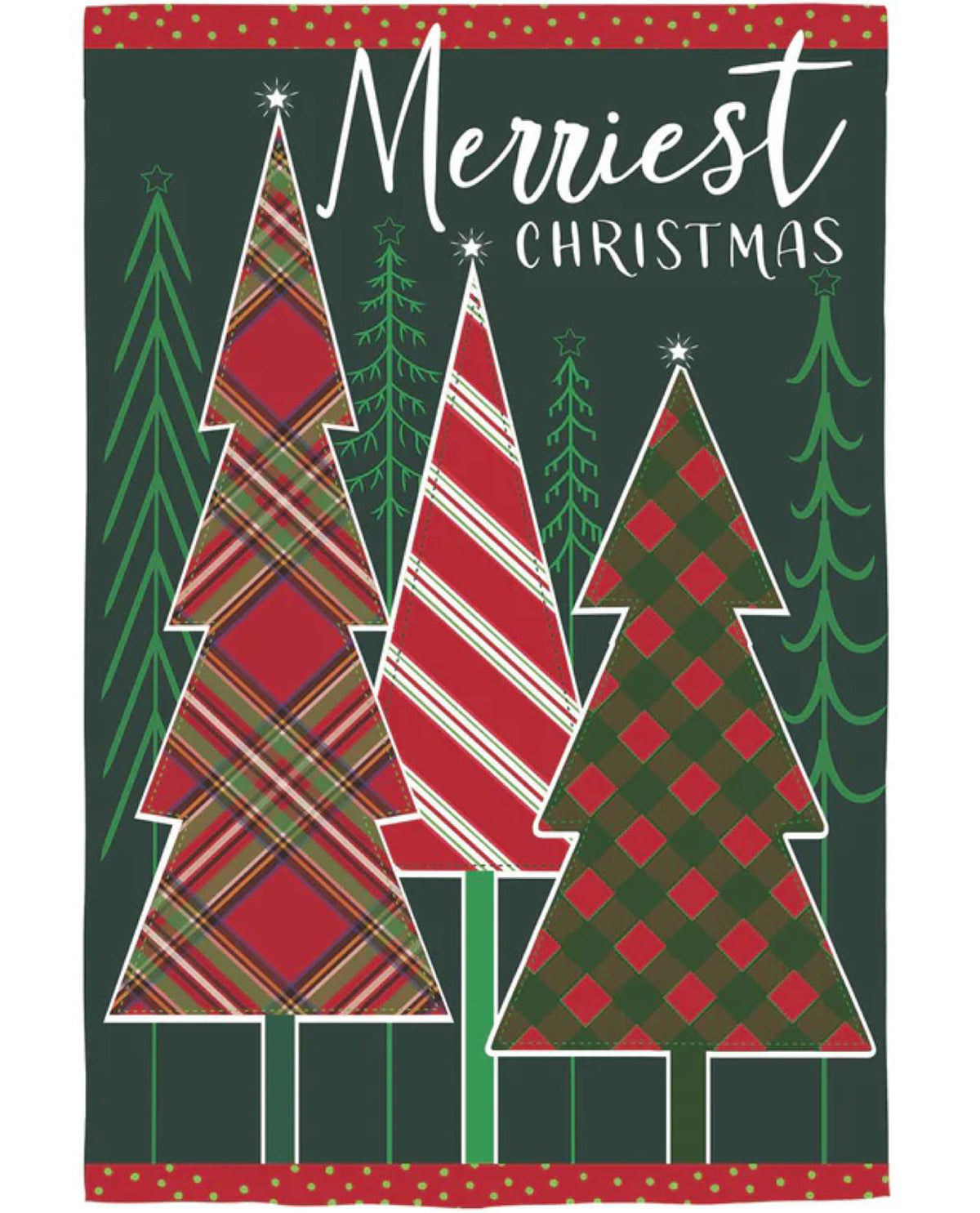 Merriest Christmas Tree Applique Garden Flag