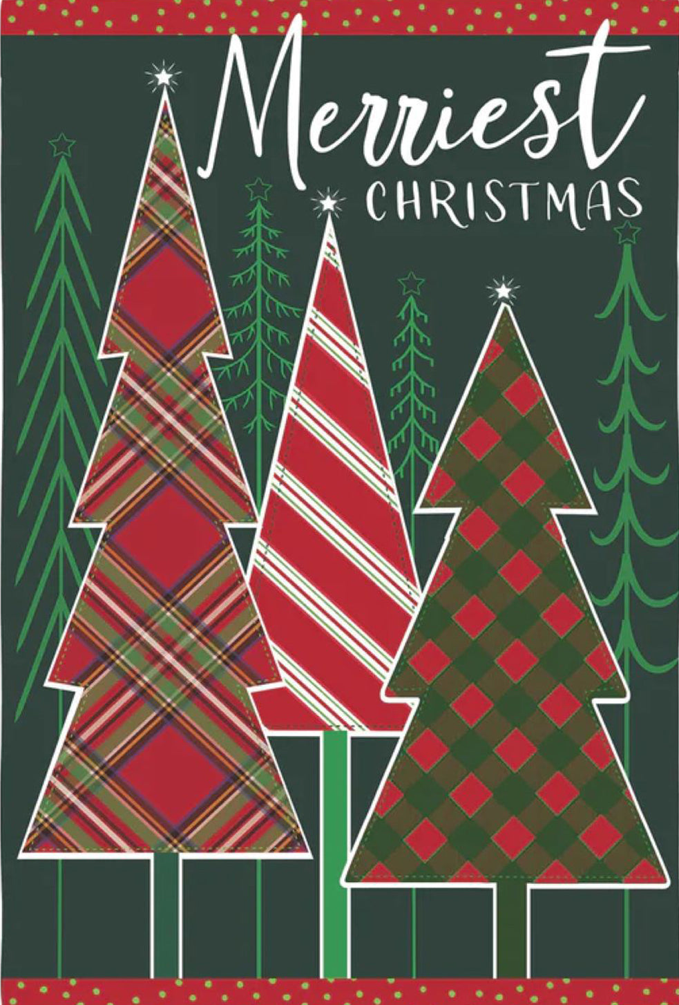 Merriest Christmas Tree Applique Garden Flag