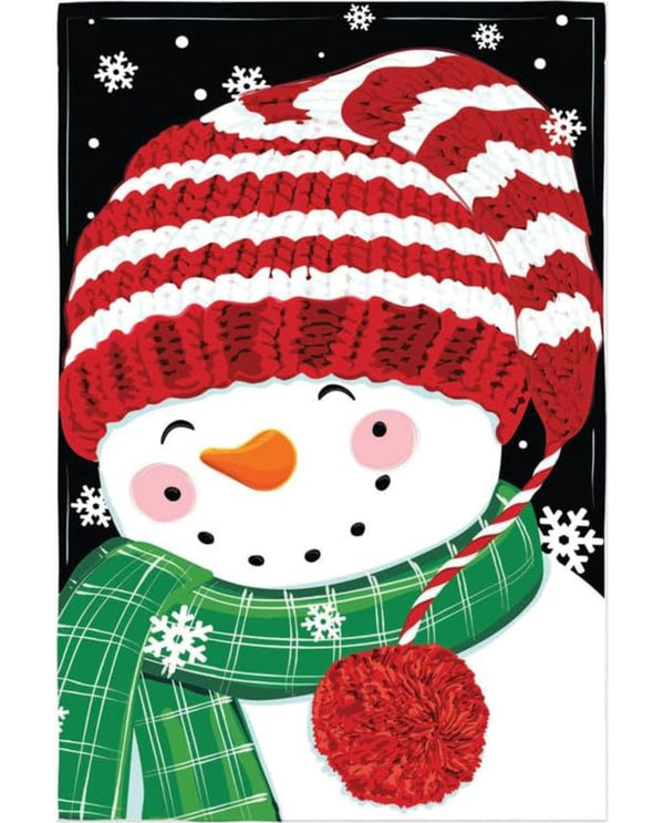 Cheerful Snowman Holiday Garden Applique Flag