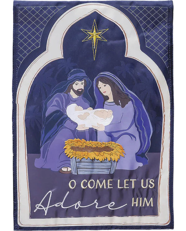 Come Let Us Adore Him Applique Garden Flag