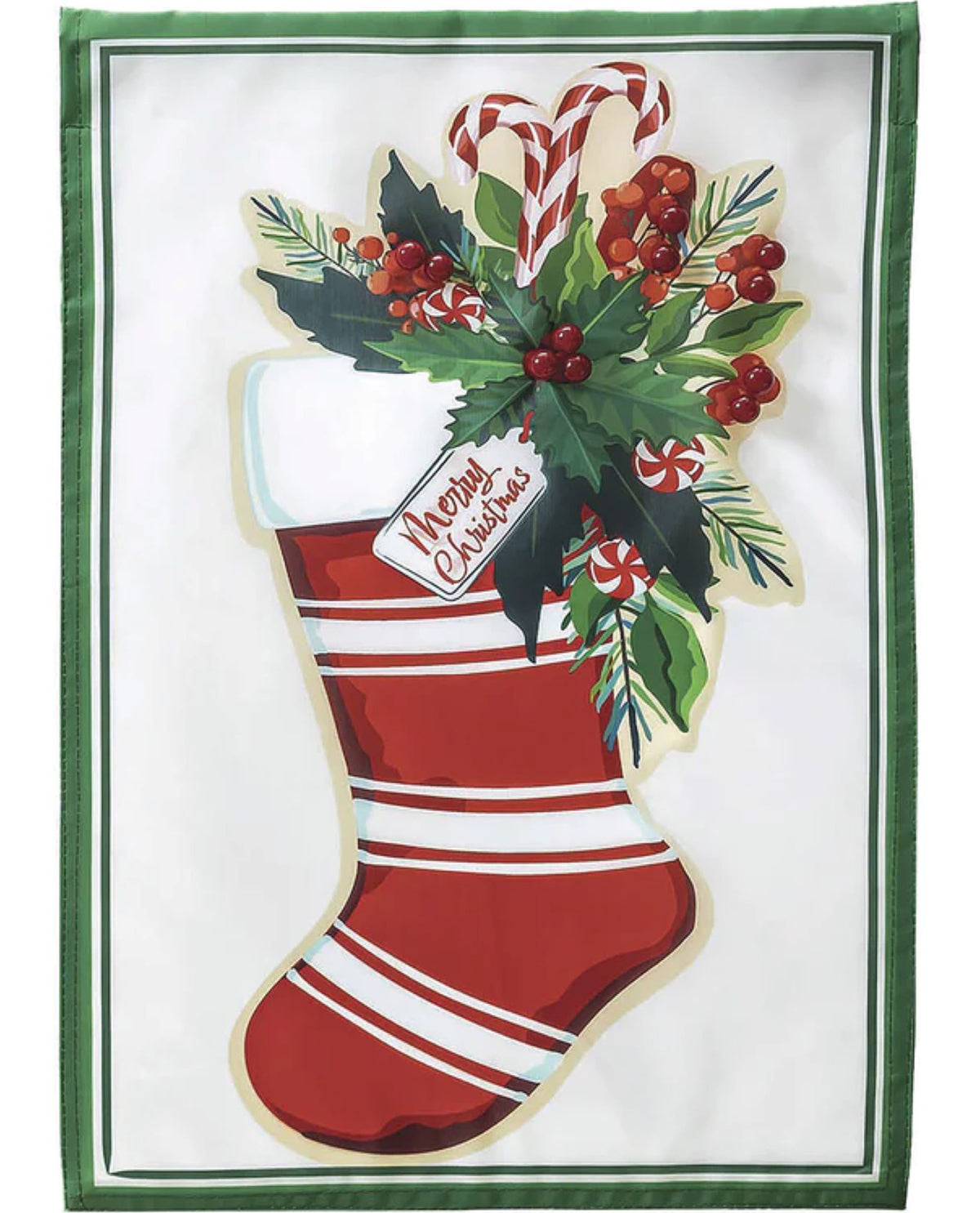 Merry Christmas Stocking Applique Garden Flag