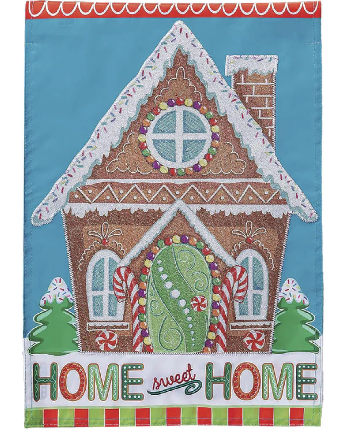 Gingerbread Home Sweet Home Applique Garden Flag