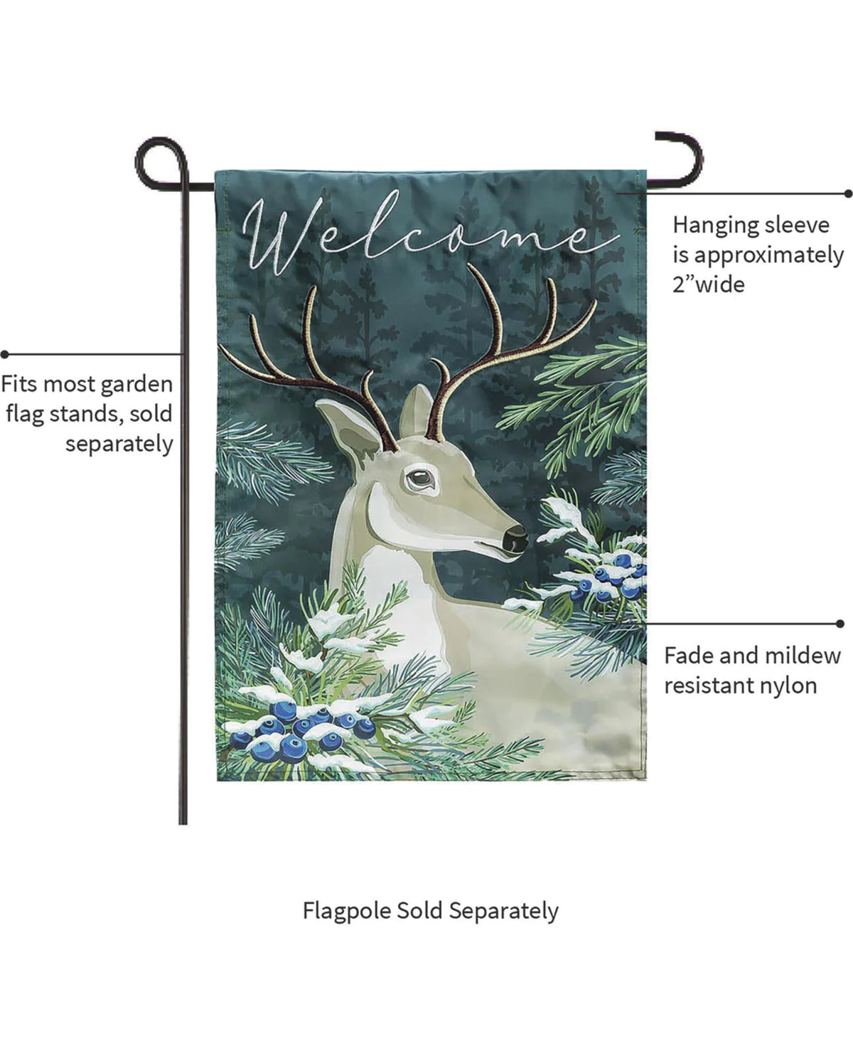 Woodland Deer Welcome Applique Garden Flag