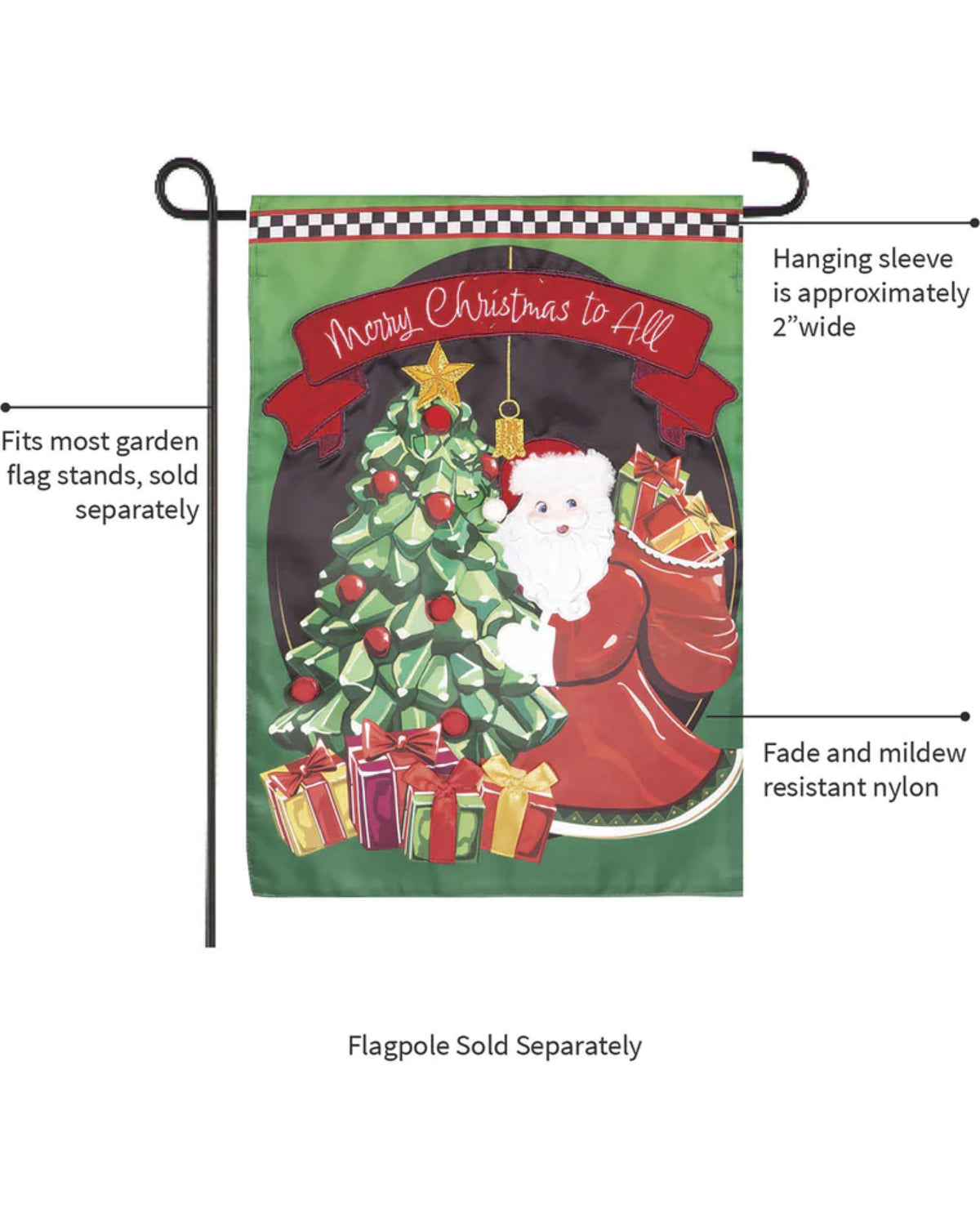 Jingle Bell Square Applique Garden Flag