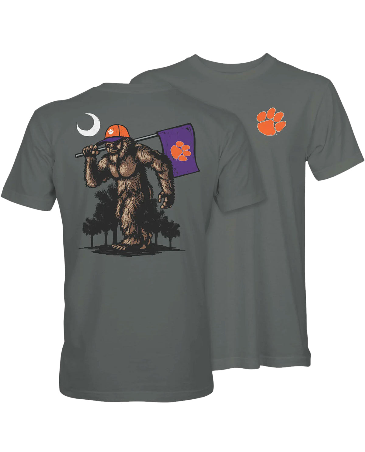 Sasquatch with Clemson Flag Men's Short Sleeve Tee