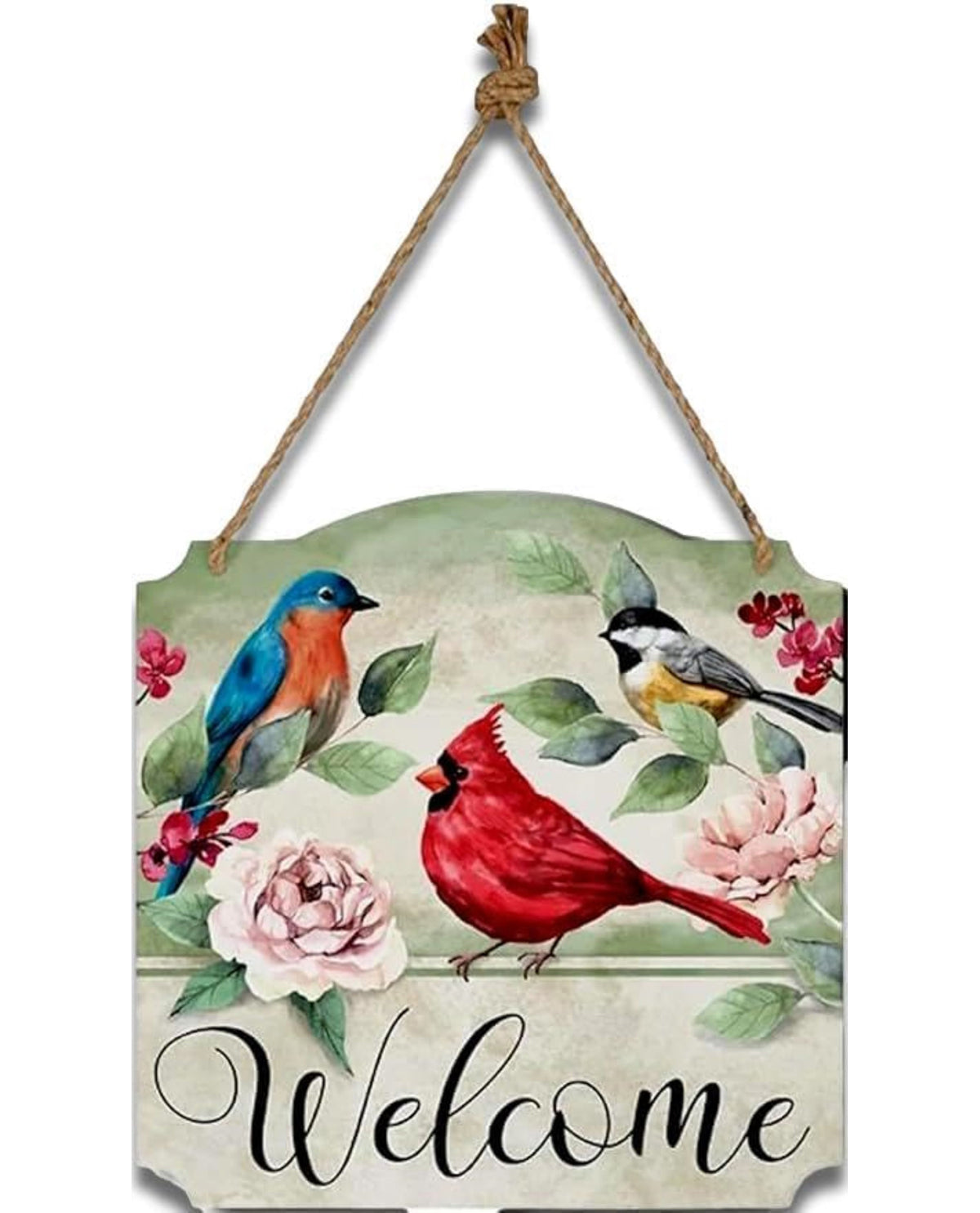 Songbird Welcome Hanging Metal Wall Decor