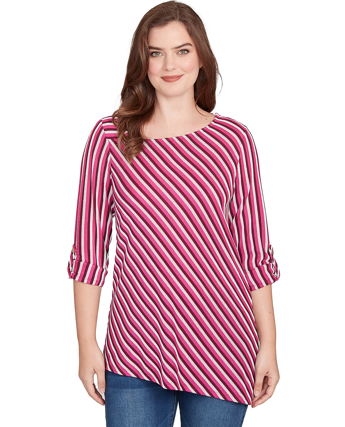 Ruby Road Petite Nouveau Chic Ottoman Stripe Knit Top