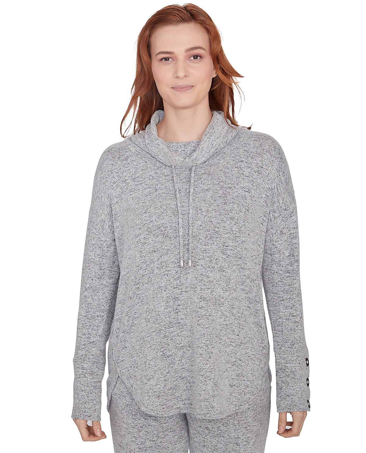 Ruby Road Petite Cozy Time Cowl Neck Heather Knit Top