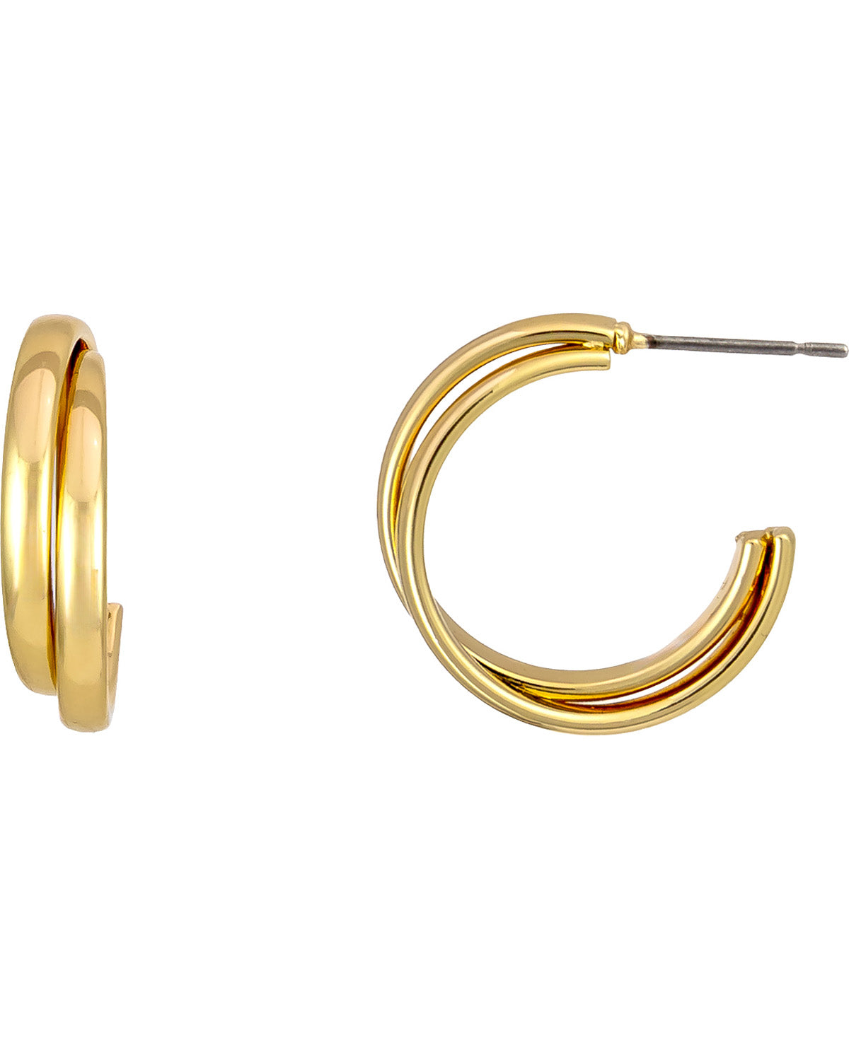 Studio By Dauplaise Gold Small Double Post Hoop Earrings