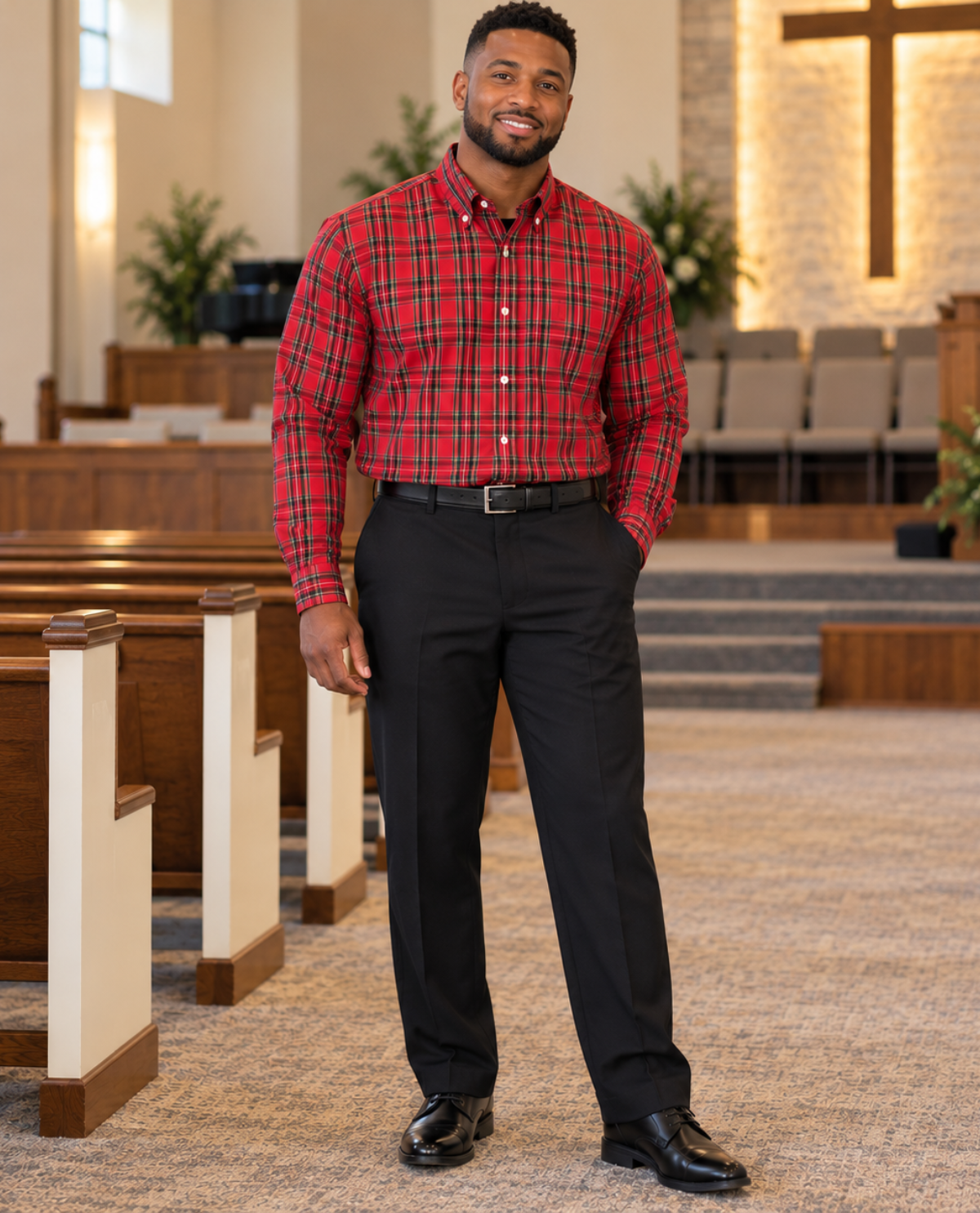 Izod Long Sleeve Woven Tartan