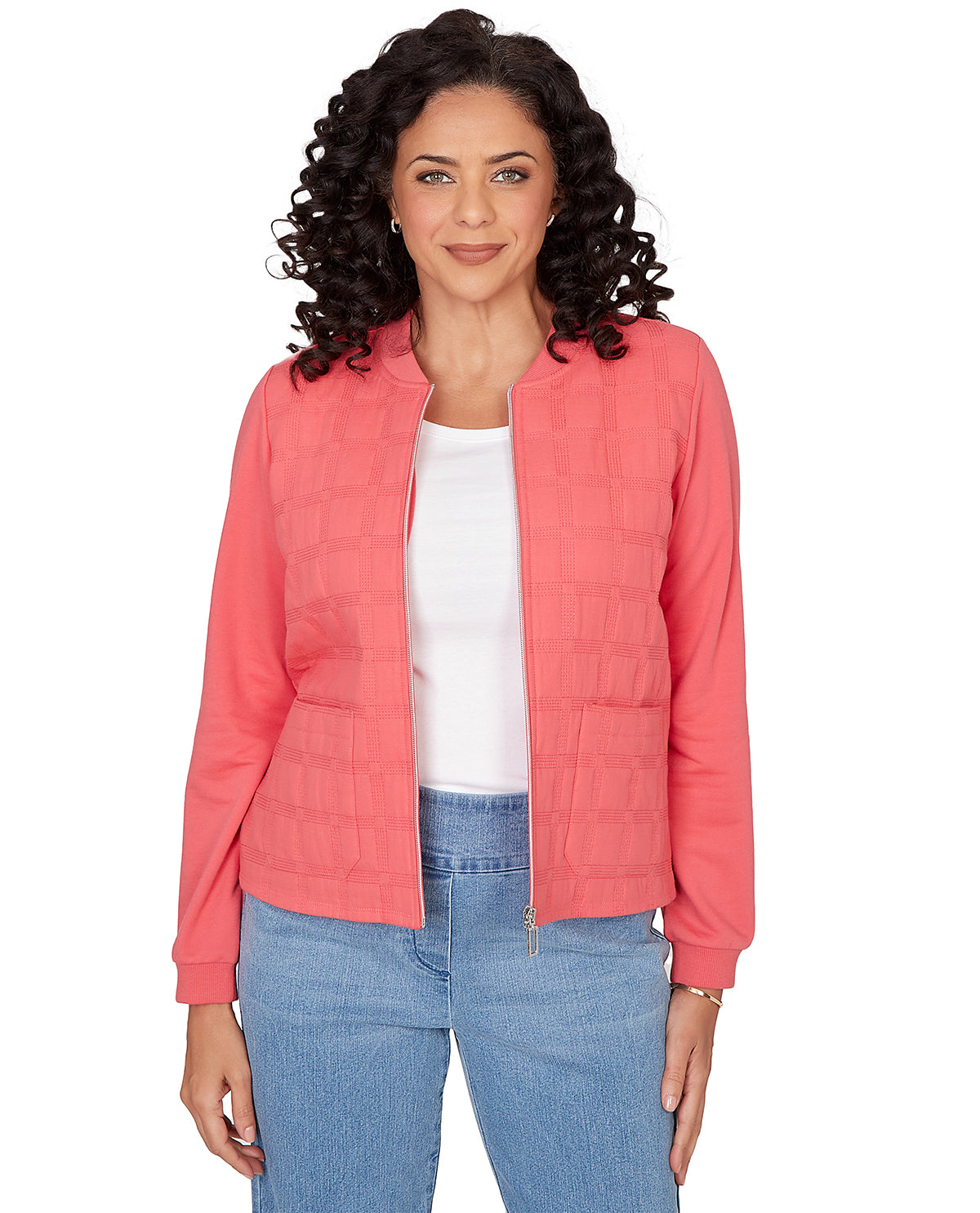 Alfred Dunner Missy Austin Quilt Knit Jacket Azalea