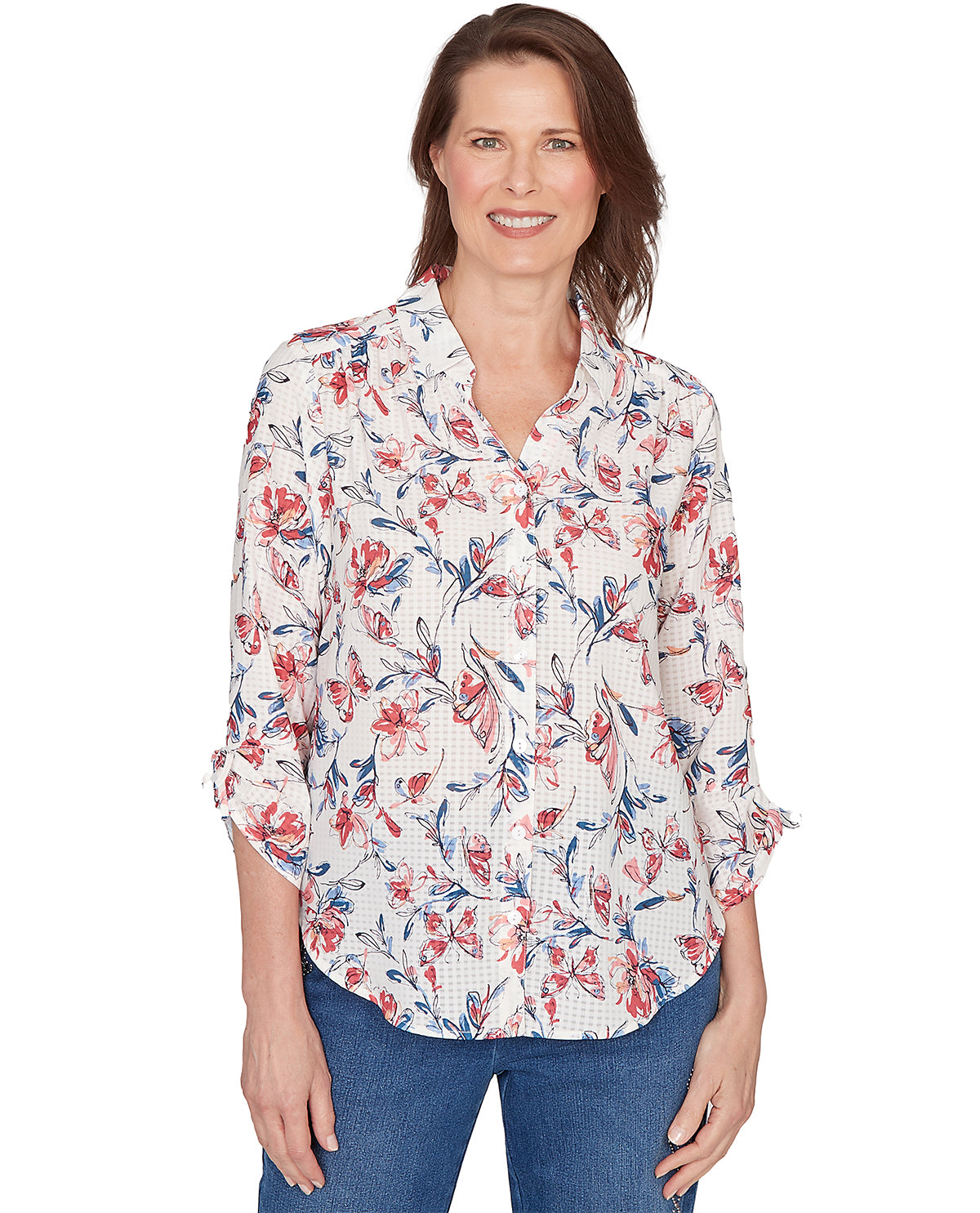 Alfred Dunner Missy Austin Etch Floral Butterfly Top