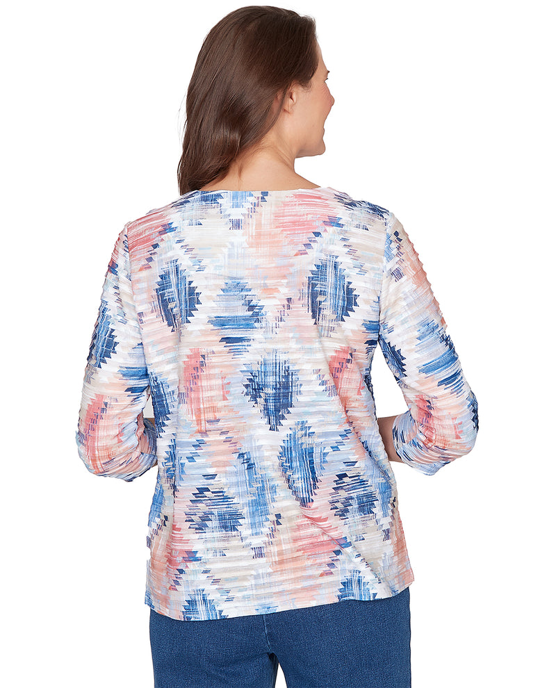 Alfred Dunner Missy Austin Aztec Diamond Knit Top