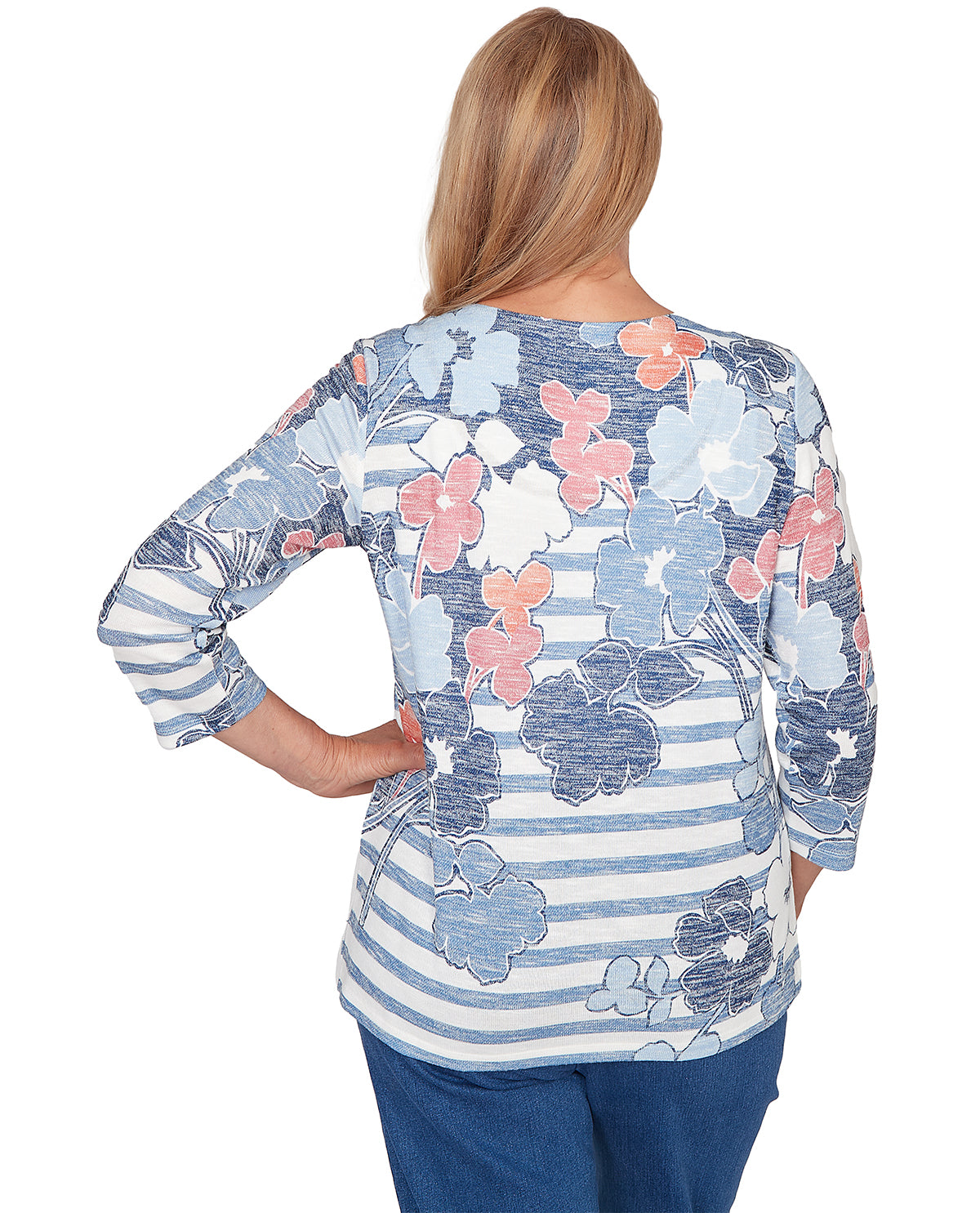 Alfred Dunner Missy Austin Striped Floral Knit Top